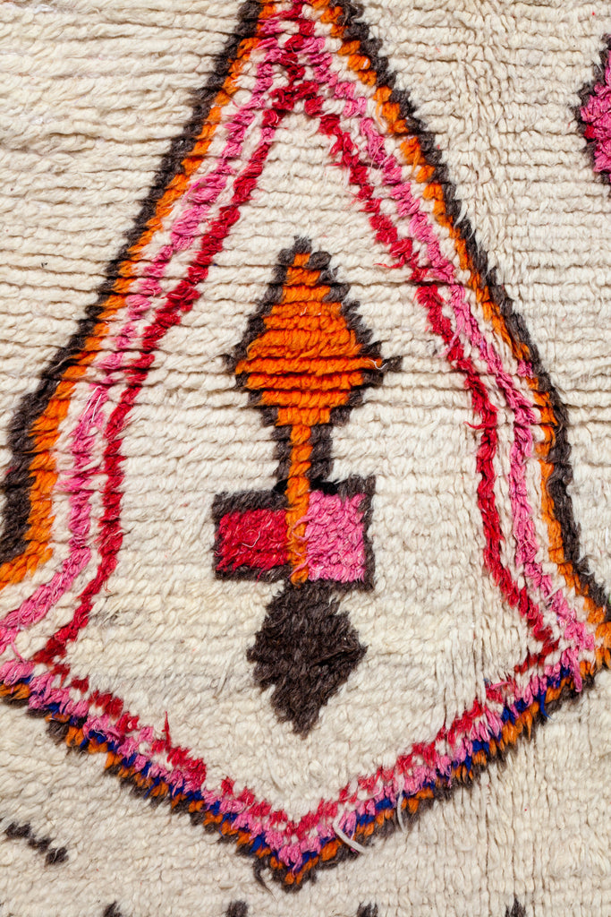 Close-up of the Azilal rug showing a typical Berber symbol that typifies Azilal rug design.