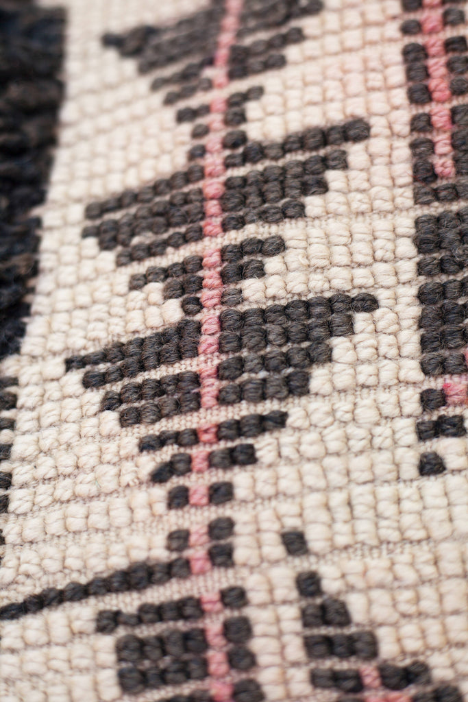 Close-up of reverse side of the Marmoucha rug showing a segment of the the border pattern.